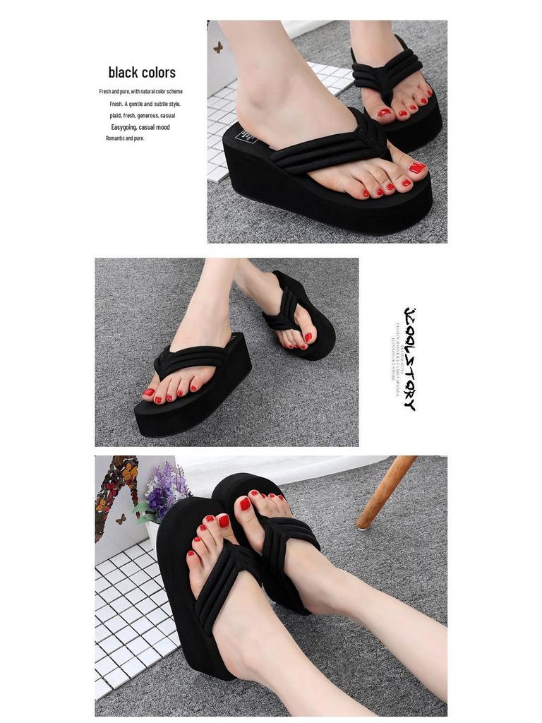 2022 Women's Summer Fashion High Heel Platform Flip Flops - Thick Sole, Non-Slip