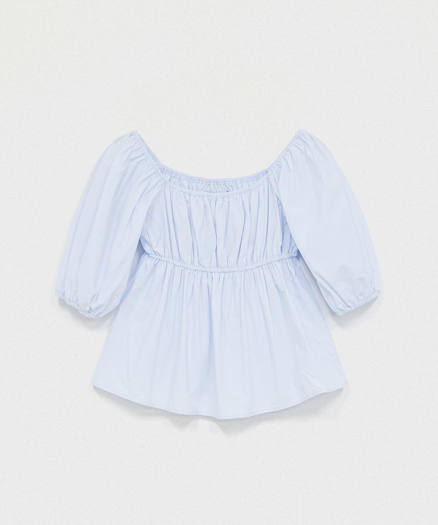 320SHOWROOM Two-Way Off-Shoulder Puff Blouse Sky Blue