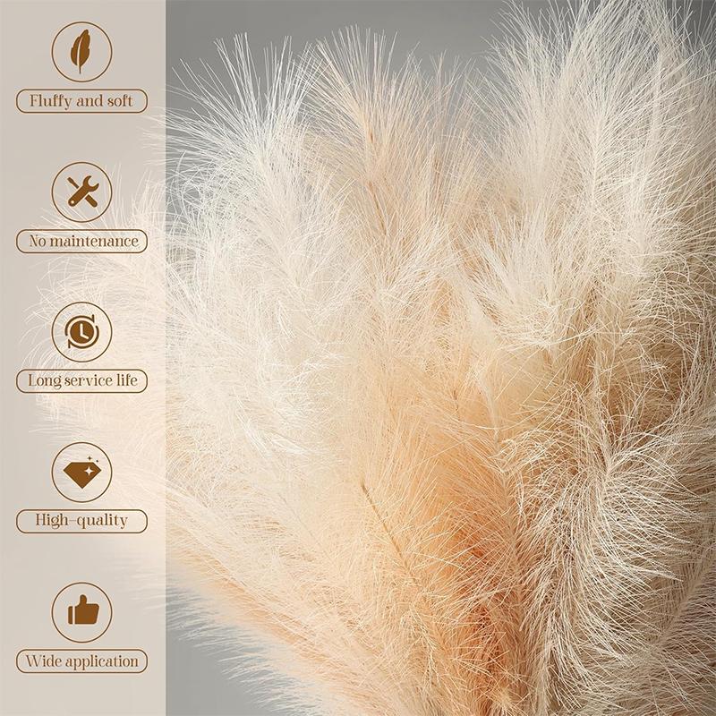 90/120CM 1Pcs Fluffy Pampas Grass Bouquet for Wedding Home Party Vase Decoration Boho Fake Plant Reed Flowers Arrangement