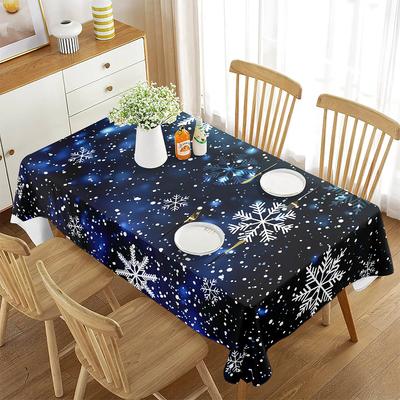 Snowflakes Tablecloth Rectangular Sparkling Home Decor White Snowflakes Tablecloth for Home Tea Table Ding Rom Weding Decor