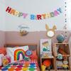 Happy Birthday Felt Fabric Banner - Rainbow Birthday Garland, Decoration for Mantle Party, Kids Birthday Party Decor, Photo Props