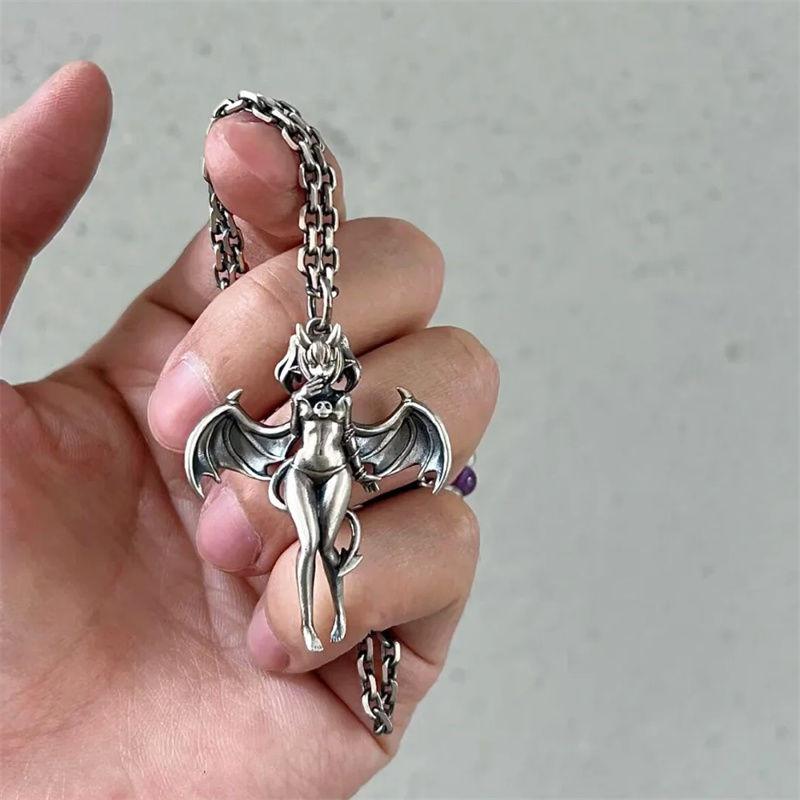 Trendy Silver Angel Character Necklace Durable Zinc Alloy Casual Decoration Use