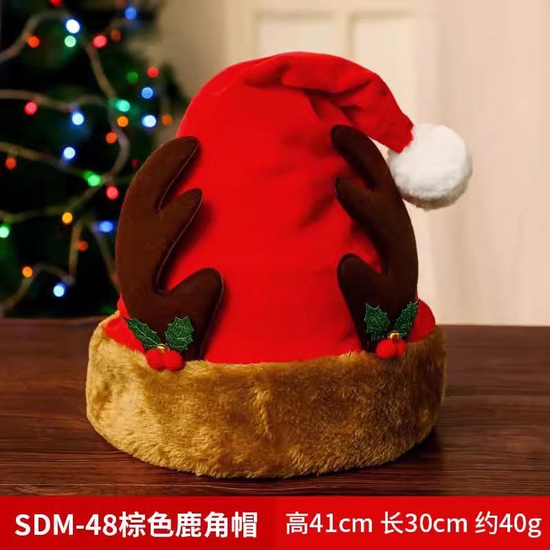 Christmas Red Plush Santa Hat Women Holiday Party Decoration