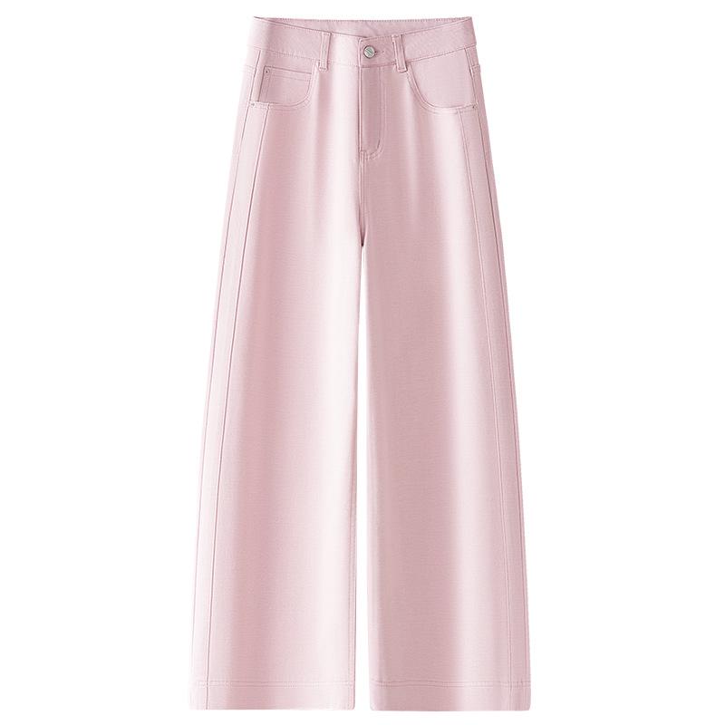 

Женские желтые джинсы широкого кроя с высокой посадкой - Мода весна 2025 XL розовый