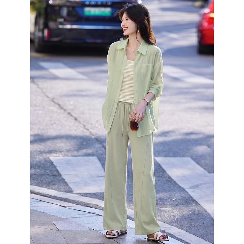 Lyocell Striped Camisole Shirt & Pants 3-Piece Set