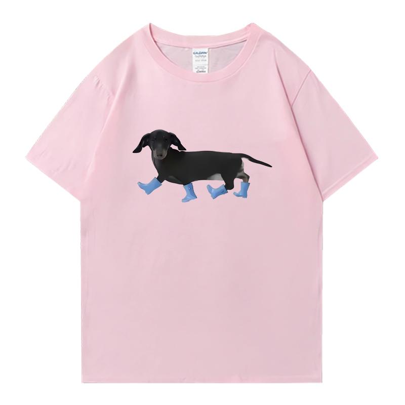 Vtipné tričko s potiskem jezevčíka 100% bavlna s krátkým rukávem Unisex Dámské s kulatým výstřihem Oversized tričko Letní Unisex oblečení