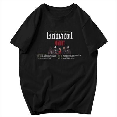 Męska Koszulka Lacuna Coil Sleepless Empire Tour 2025 Modny Pomysł Y2K Graficzna Okrągły Dekolt Odzież Unisex Koszulki