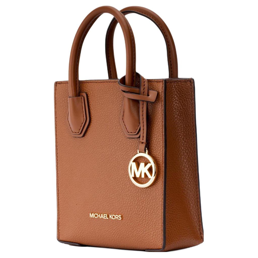 Michael Kors MK Mercer Classic Solid Color Letter Logo Pendant Leather Handheld Crossbody Shoulder Bag Mini Women Handbags 35S1GM9T0L-LUGGAGE