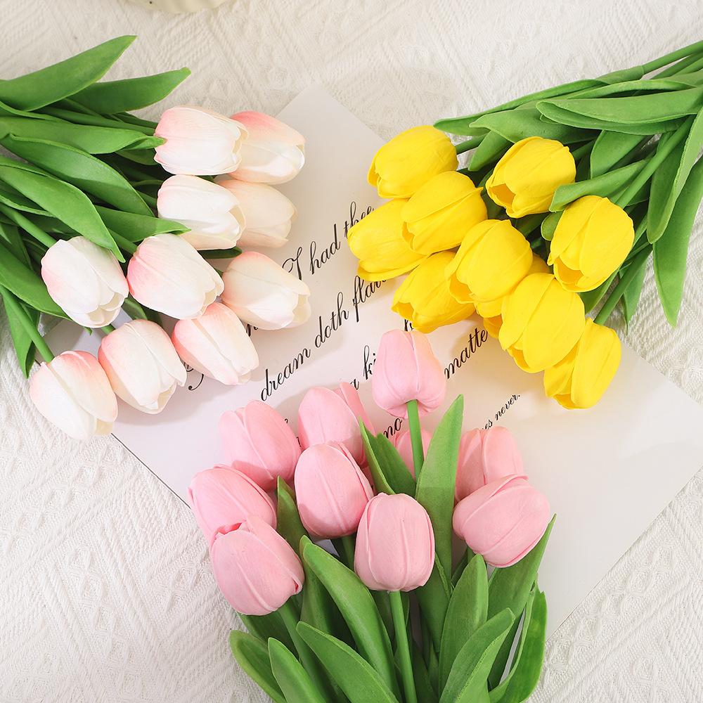 10PCS Artificial Tulips Flower Realistic Touch Tulip Flowers Fake Tulips Flowers for Home Table Vase Decor Wedding DIY Bouquet