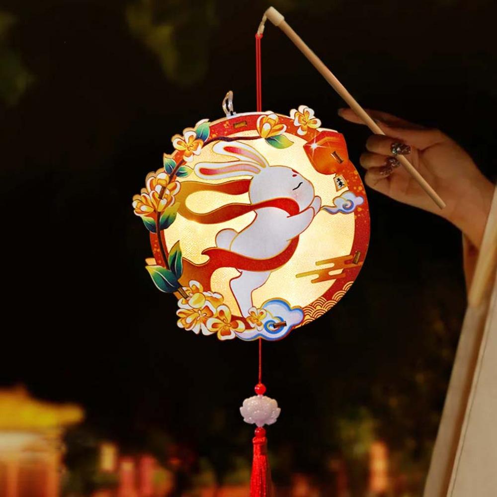 LED Strings Rabbit Lanterns Craft Material Festival Nightlight Glowing Flower Lamp  Moon Festival Style 2