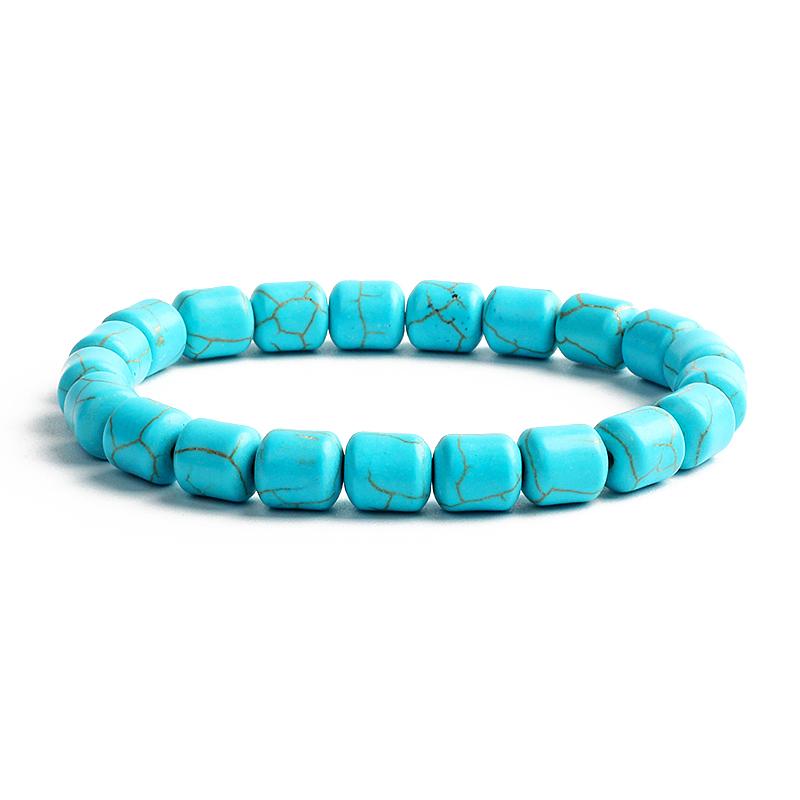 Bohemian Turquoises Beads Bracelets for Women Reiki Nature Stone Cube Cylinder Irregular Bracelets Healing Healthcare Jewelry