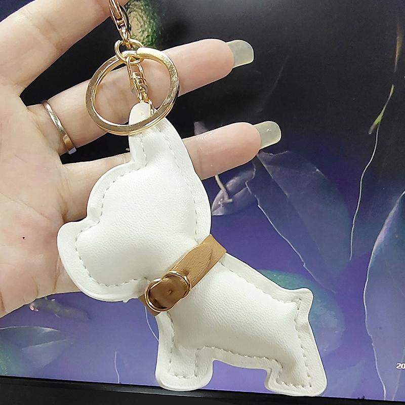 

1 шт. кожаный брелок для ключей в виде щенка, набитый искусственной кожей, боевая собака, брелок для ключей, сумка, подвеска-шарм белый
