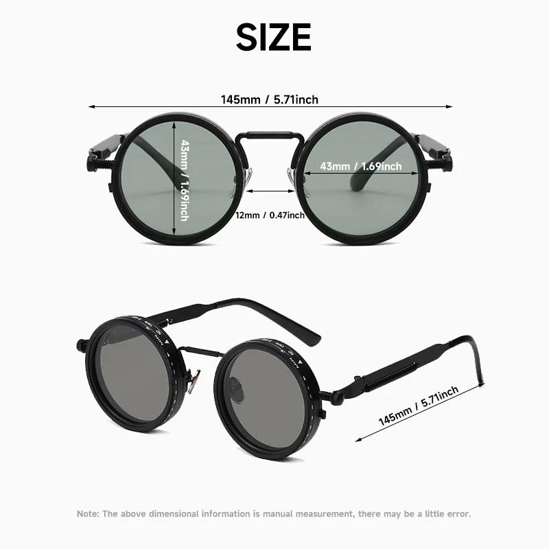 Round Sunglasses Men Women ND9 Adjustable Dimming Retro Punk Fishing Eyeglasses Outdoor Shades UV400 Protection