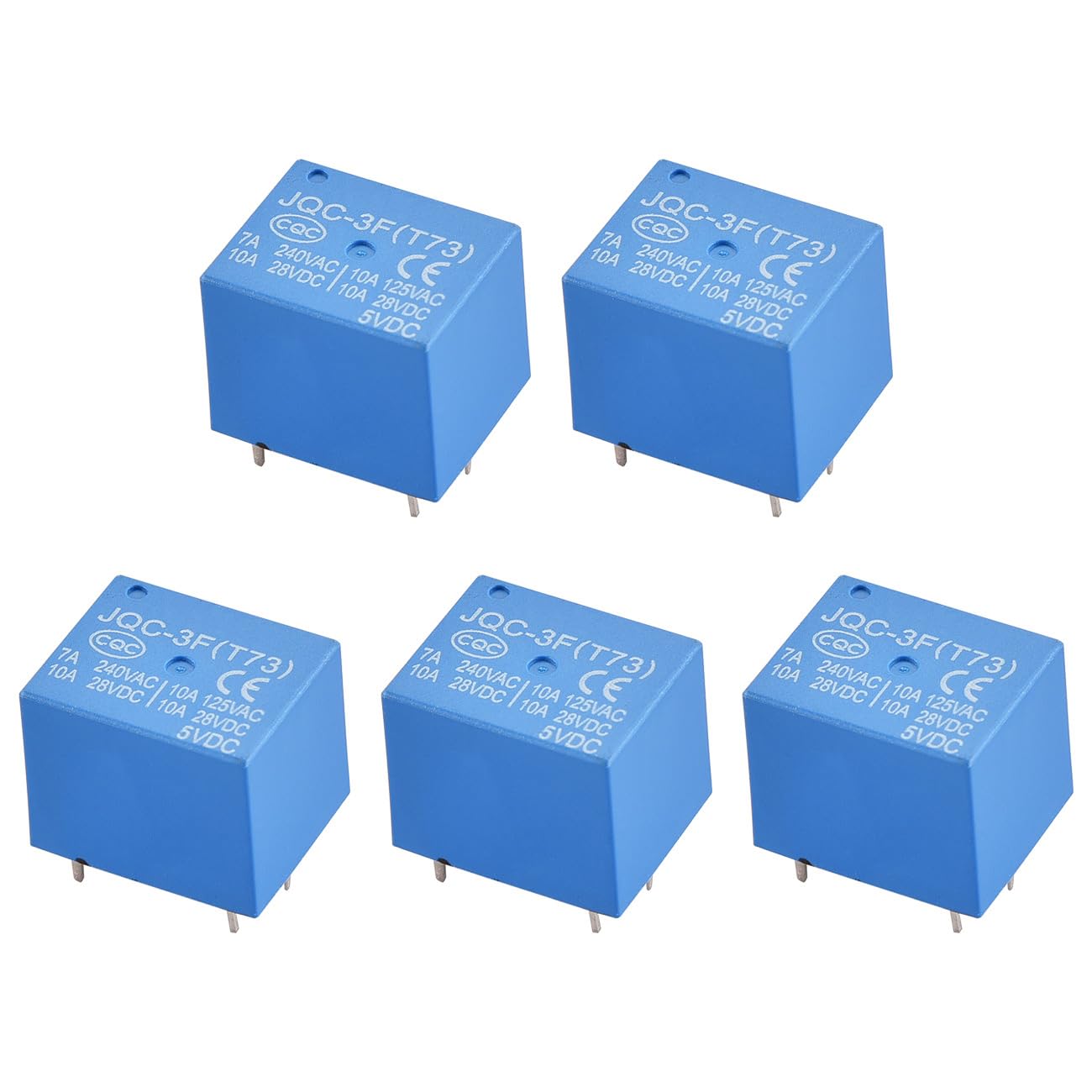 

Heschen PCB Relay, JQC-3F(T73), DC5V Coil, SPDT, 7A 240VAC, 5 Pin Terminal, 5 Pack