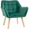 Modern Living Room Armchair Velvet Upholstery with Wooden Legs Relax Armchair for Living Room Green