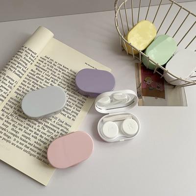 Portable Mini Contact Lens Box With Mirror Plastic Contact Lens Case Macaron Color Lens Box Care Box Travel Outdoor Home Gift