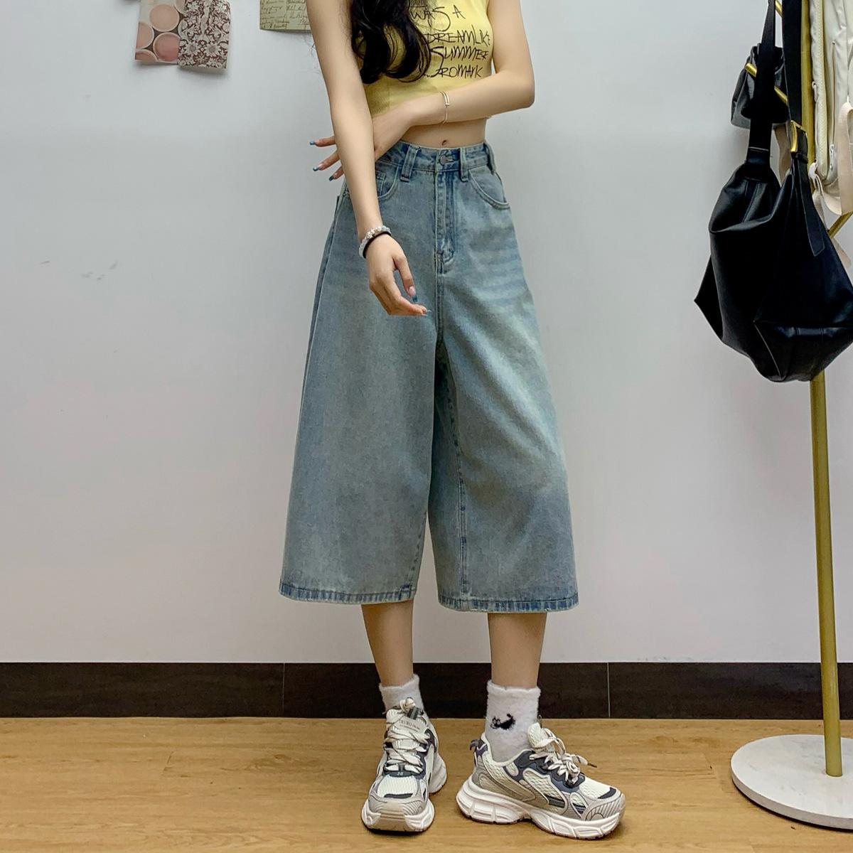 

Женские летние шорты прямого покроя с высокой талией и широкими штанинами S