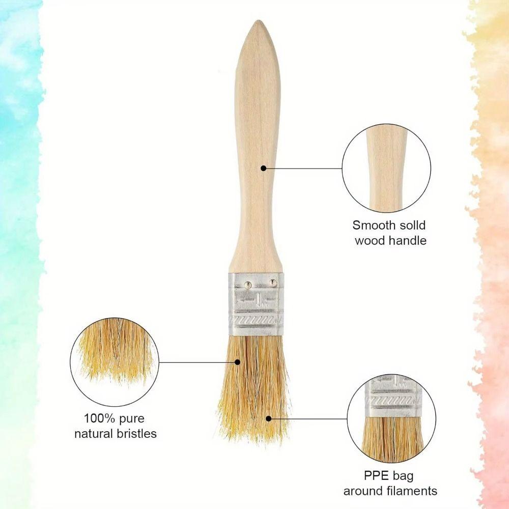 10Pcs Wooden Handle Pig Mane Brushes Thickened Wall Paint Brush Furniture Painting