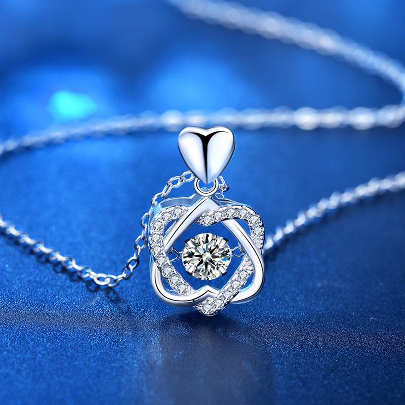Lindon S925 Sterling Silver Moissanite Luxury Personality Pendant Necklace Women's Classic Tide Sugar Full of Wild Clavicle Chain