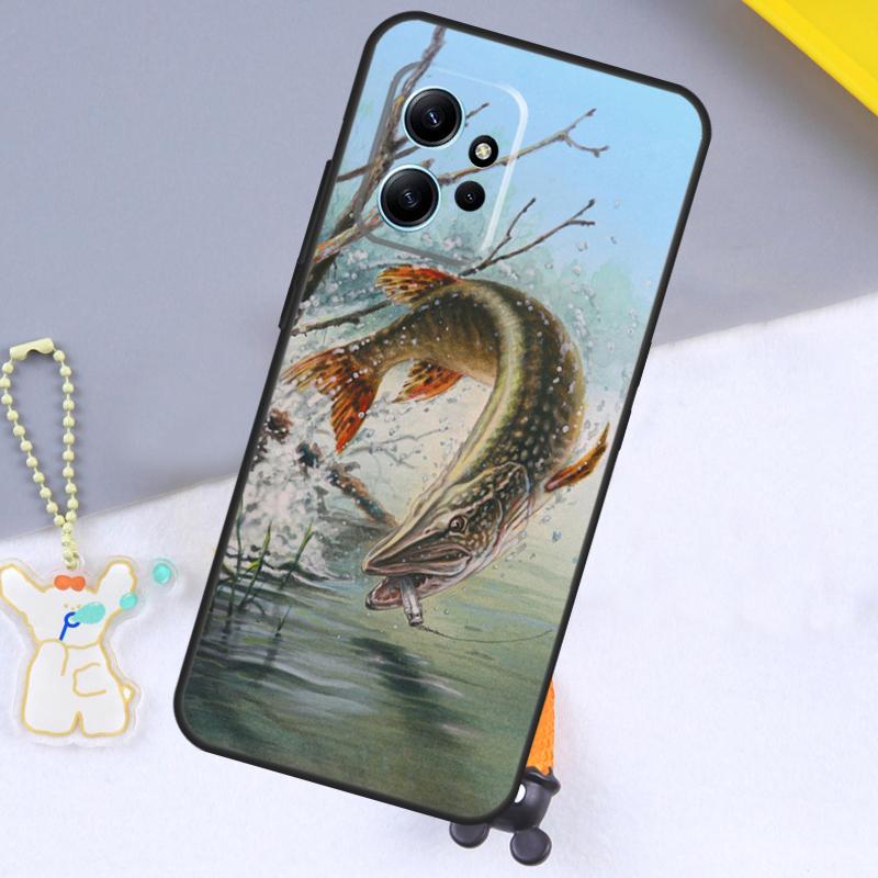 Pike Fish Fishing Bait Case For Xiaomi Redmi Note 13 9 10 11 12 14 15 Pro Plus Cover For Redmi 15 C 14C 10C 12C 13C