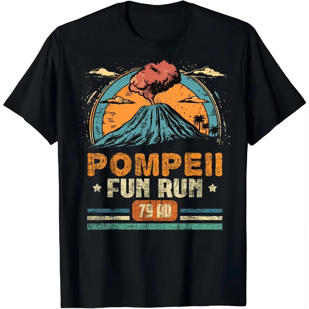 

Pompeii Fun Run - География Вулканолог Футболка Вулканология Уличная одежда Винтажная футболка Футболки S