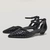 Fashion Pointed Toe Low Heels Women Elegant Sandals Shoes Woman 2025 Summer Designer New Sexy Weave Shoes Dress Brand Sandalias Muje