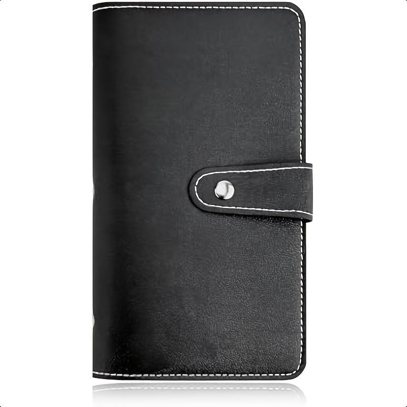 

Тонкий держатель для визиток из искусственной кожи, надежная застежка, профессиональный дизайн для офиса, визитница, отделка из искусственной кожи, держатель для визиток для бизнеса