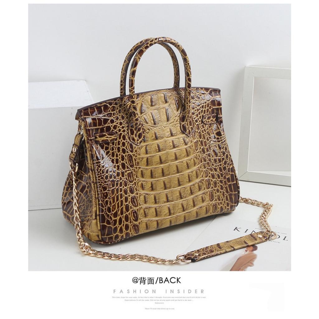 Commercio estero nuova borsa in pelle atmosferica platino borsa a mano con motivo a spina di coccodrillo borsa a spalla singola crossbody alla moda borsa grande da donna