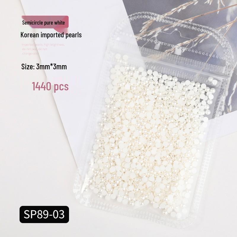 Korean Iridescent AB Pearl Nail Art Stickers - Various Sizes & Shapes