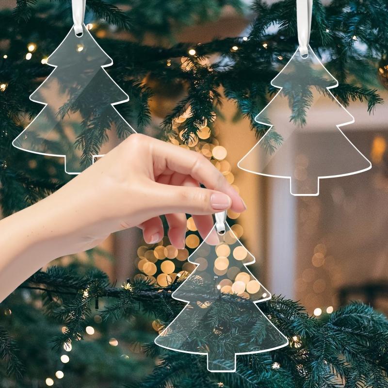 12pcs Transparent Acrylic Ornaments for Christmas - Unmarked DIY Craft Decorations Suitable for Engraving, Painting
