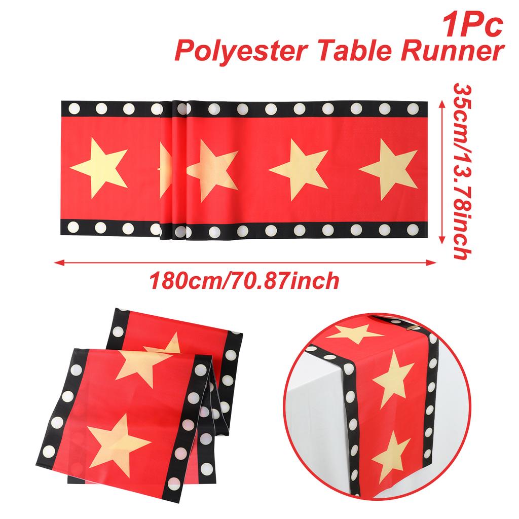 Black Red With Gold Star Movie Night Table Runner Movie Theme Design Movie Night Party Decoration for Movie Night Party Decor