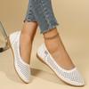 Women's Single Shoes Round Toe Shallow Mouth Cutout Breathable Non-slip Wear-resistant Flats