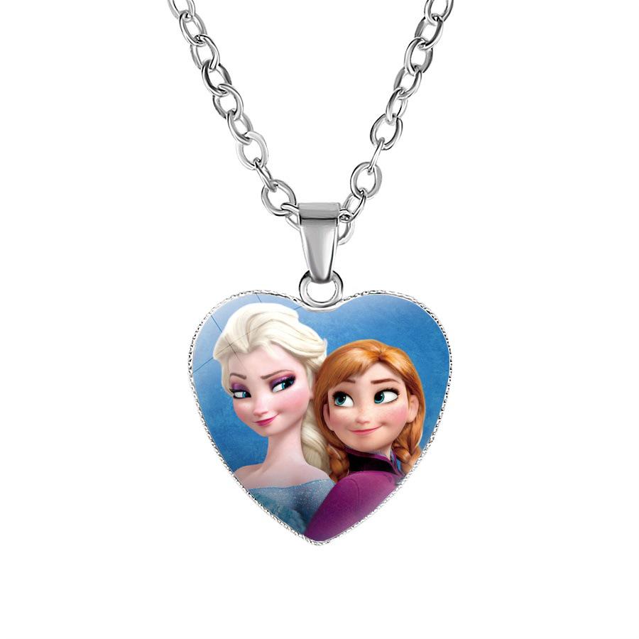 Collana Principessa Disney Frozen Bambini Anime Figure Principessa Elsa Anna Ciondolo Amore Gioielli Accessori Regalo Compleanno Bambini