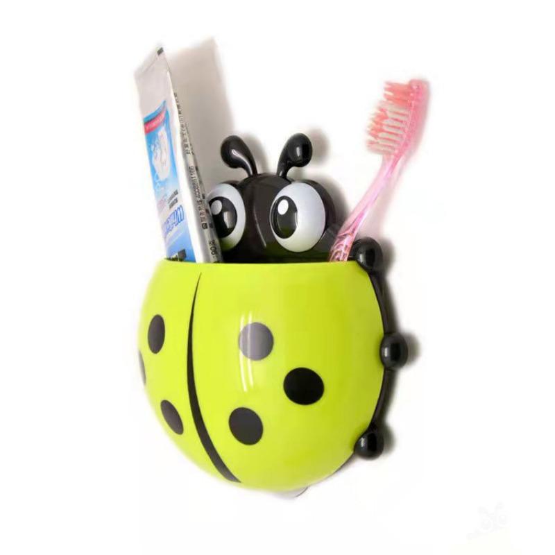 1PC No Punching Seven Star Ladybug Toothbrush Holder Cartoon Suction Wall Storage Cute Suction Cup Creative Toothbrush Holder жёлтый