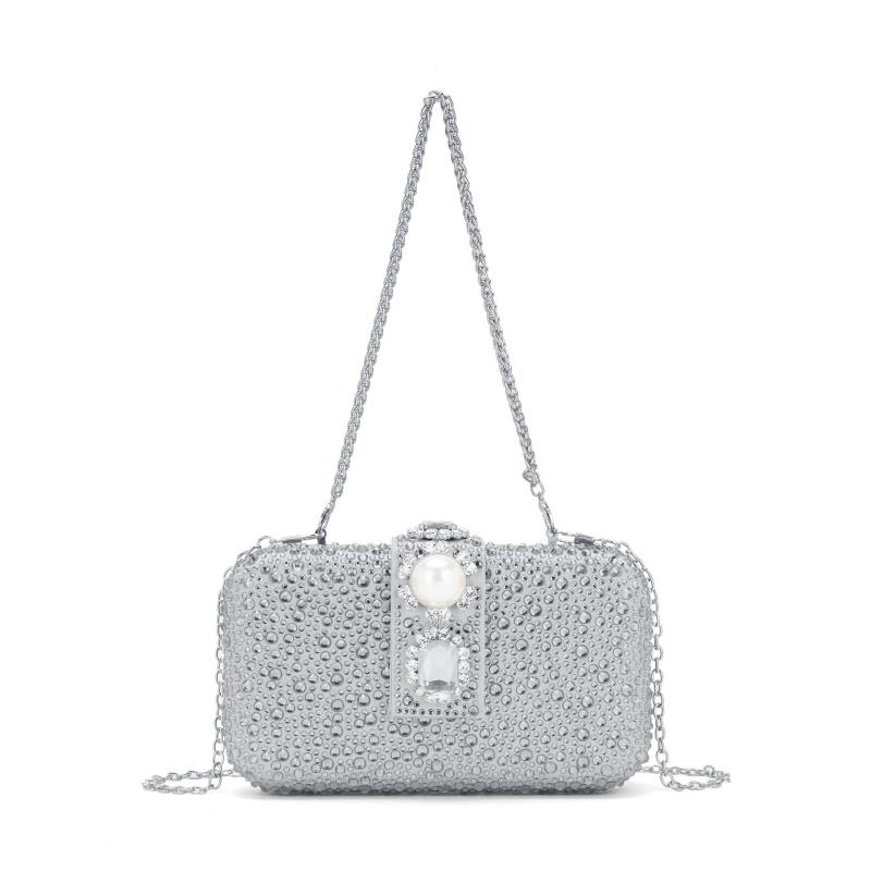 Neue Mode-Designerin Damen Große Diamant-Abendtasche Glänzender Strassstein Perle Hochzeitsfeier Crossbody-Tasche Luxus-Clutch Handtasche