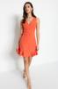 Women's Fashion Casual Sleeveless Mini Multicolor Tulle Fitted Body-Fitting Mini Gathered Zero Sleeve Flexible Knitted Dress