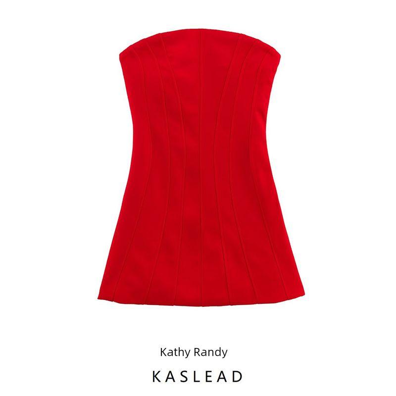Kaslead New Women Clothes Western Style Fashion Simple Slim Fit Tube Top Short Dress 1058005