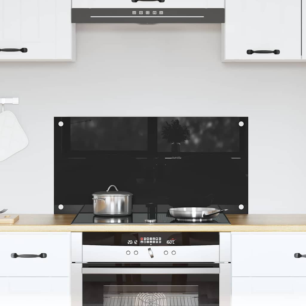 vidaXL Küchenrückwand Schwarz 80 x 40 cm Gehärtetes Glas