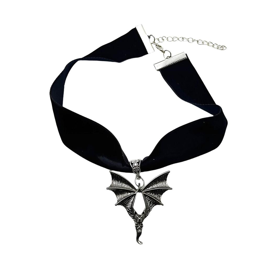 Velvet Gothic Bat Choker: Y2K Style Adjustable Necklace