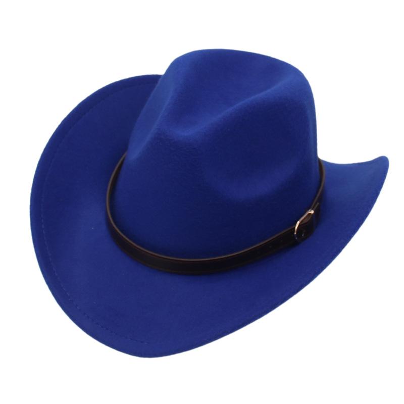 Western Cowboy Hat Upturned Belt Accessories Felt Hat Tibetan Hat Ethnic Style Wear Performance Cashmere Jazz Hat