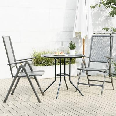 Vidaxl 3-Cz. Set with Folding Chairs, Anthracite, Steel