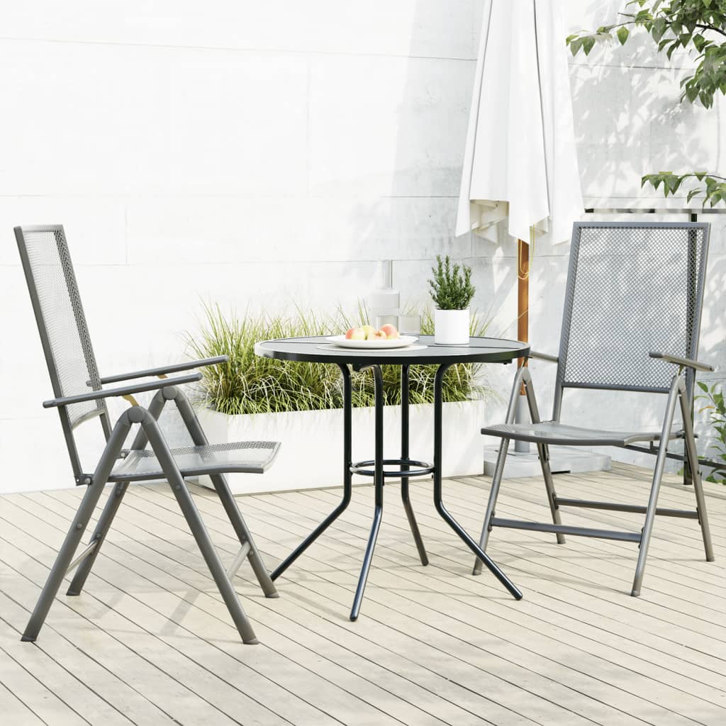 Vidaxl 3-Cz. Set with Folding Chairs, Anthracite, Steel