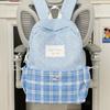 Plaid Backpack Junior High School Student Schoolbag Plaid Large Capacity Backpack