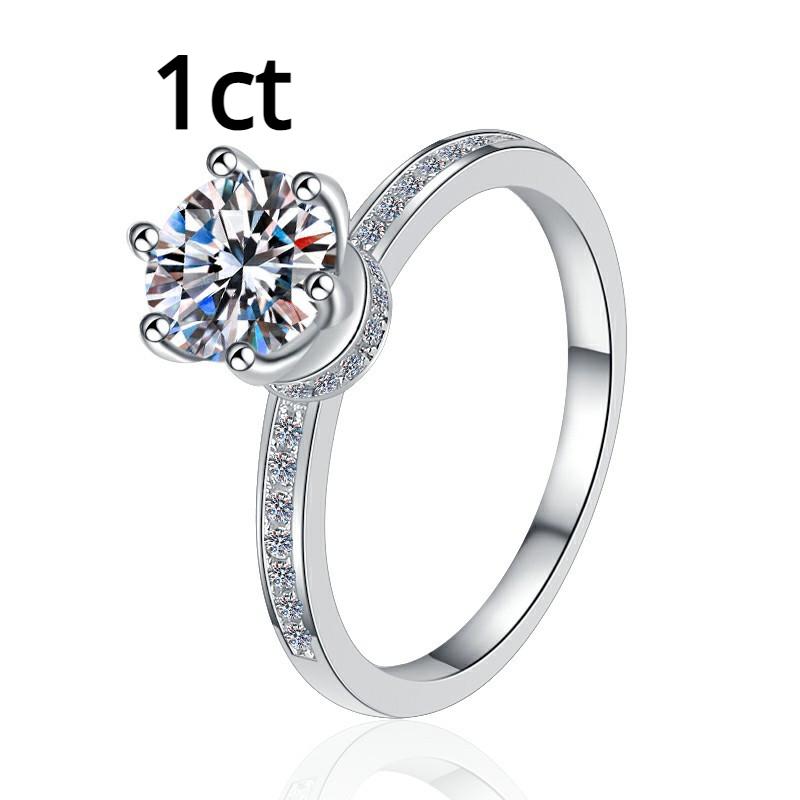 

Стерлинговое серебро S925, цвет D, 1/2 карата, женское кольцо с муассанитом, обручальное кольцо с шестью когтями, обручальное кольцо с бриллиантом, обручальное кольцо, подарок для подруги 9