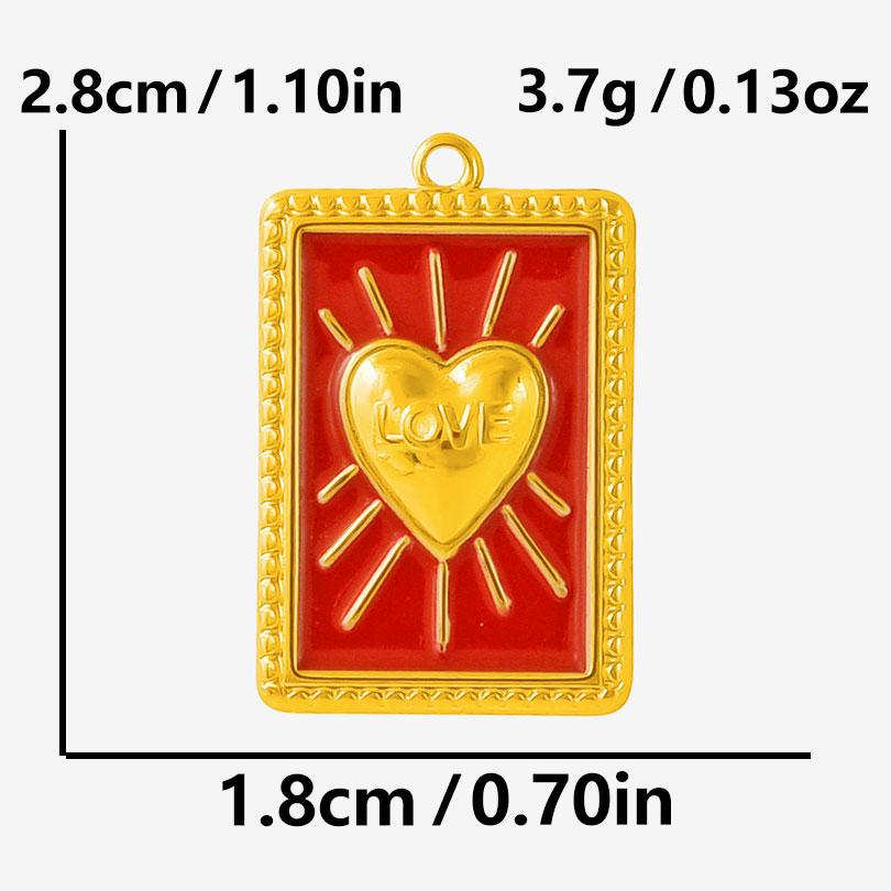 2 Stück Roter Emaille/Strass Liebe Anhänger Edelstahl Herz Charm Für Schmuckherstellung Zubehör Großhandel Steampunk Öl Tropfen Charms
