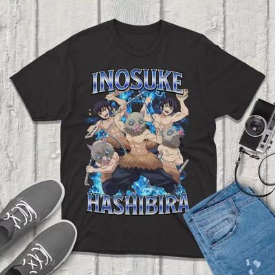 Inosuke Hashibira Kimetsu No Yaiba Demon Killer T-Shirt Anime Graphics T-Shirt Vintage Streetwear Unique Design T Shirt