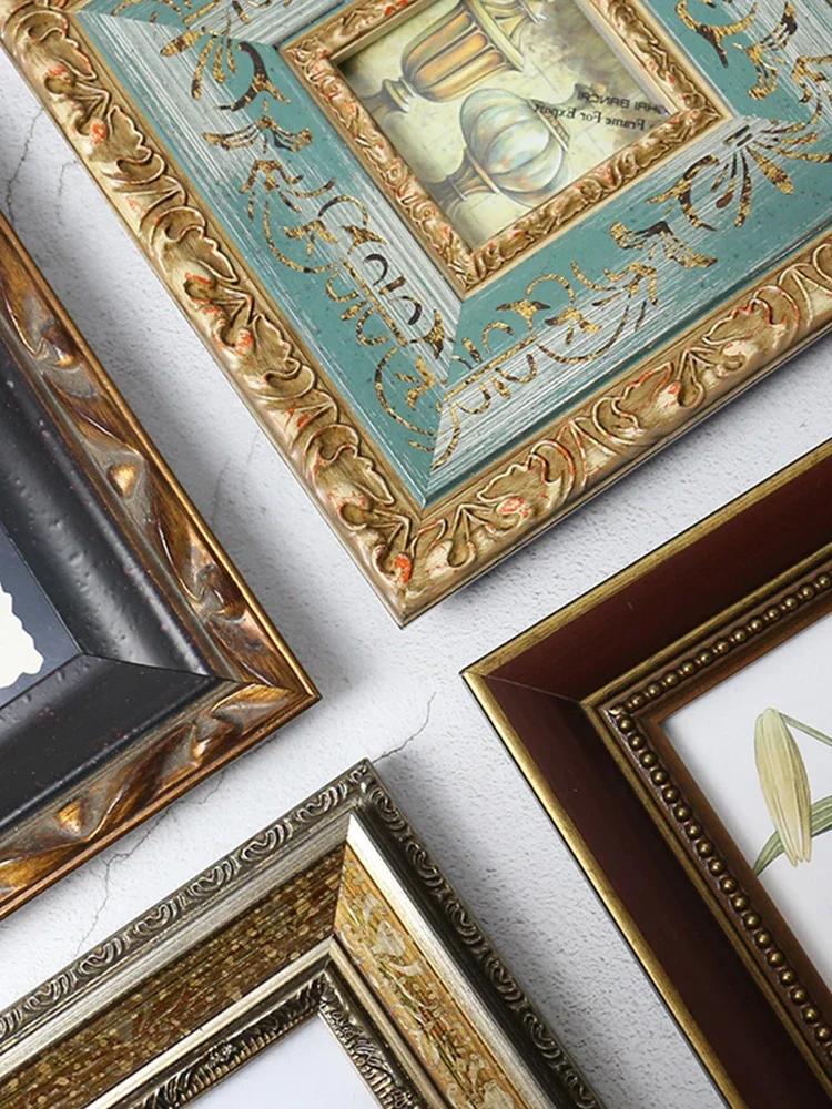 European Solid Wood Wall Hanging Frame Set Room Aesthetics Photo Frame Living Room Background Photo Frames Vintage Home Decor