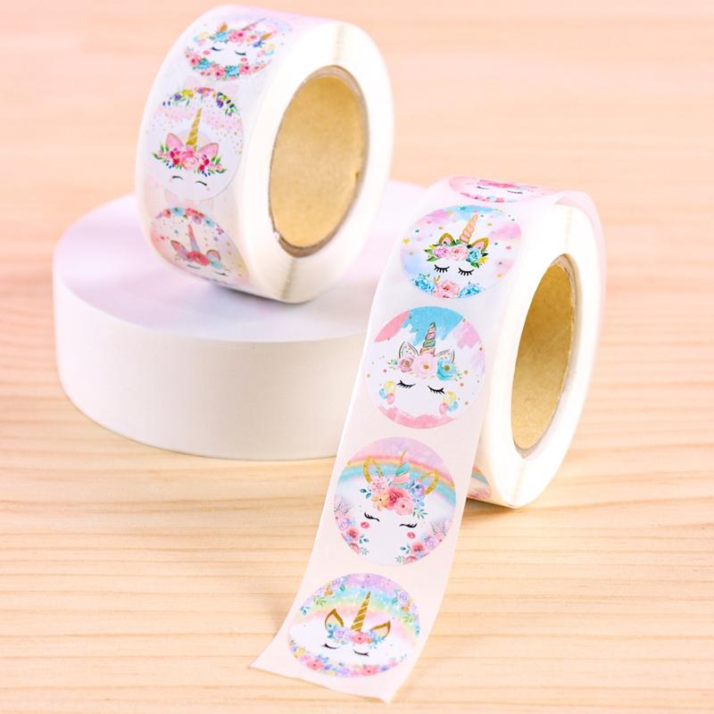 500Pcs Unicorn Sealing Stickers Kids Gift Wrapping DIY Stickers Unicorn Birthday Party Decoration Girls Baby Shower Supplies