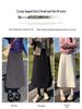 Woolen A-Line Umbrella Skirt for Women – Autumn/Winter 2025, Pear-Shaped Merade Color, Elegant Long Half Skirt