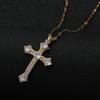 Stainless steel micro-inlaid large diamond cross necklace for women